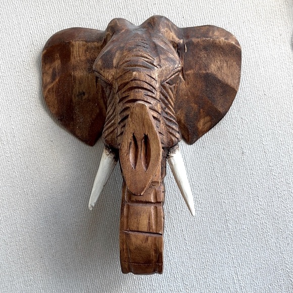 GORGEOUS 3D WOOD ELEPHANT HEAD FOR WALL